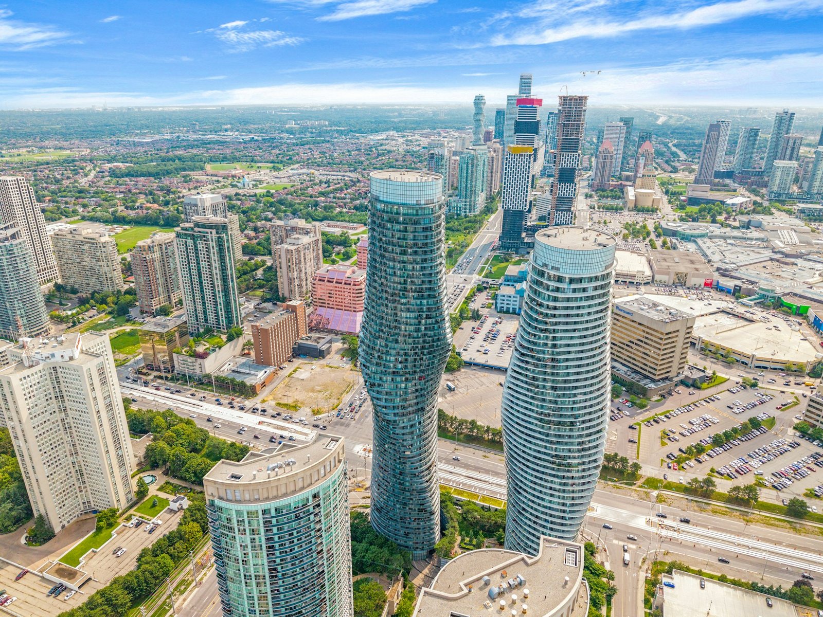 Mississauga’s City Centre seen from the air